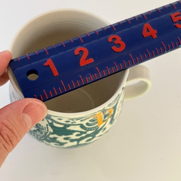 Anthropologie Homegrown Letter b Monogram Mug Green Floral Yellow Initial B NEW - Picture 13 of 13